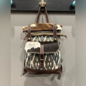 Myra Bag Cowhide Leather & Canvas Backpack Bag